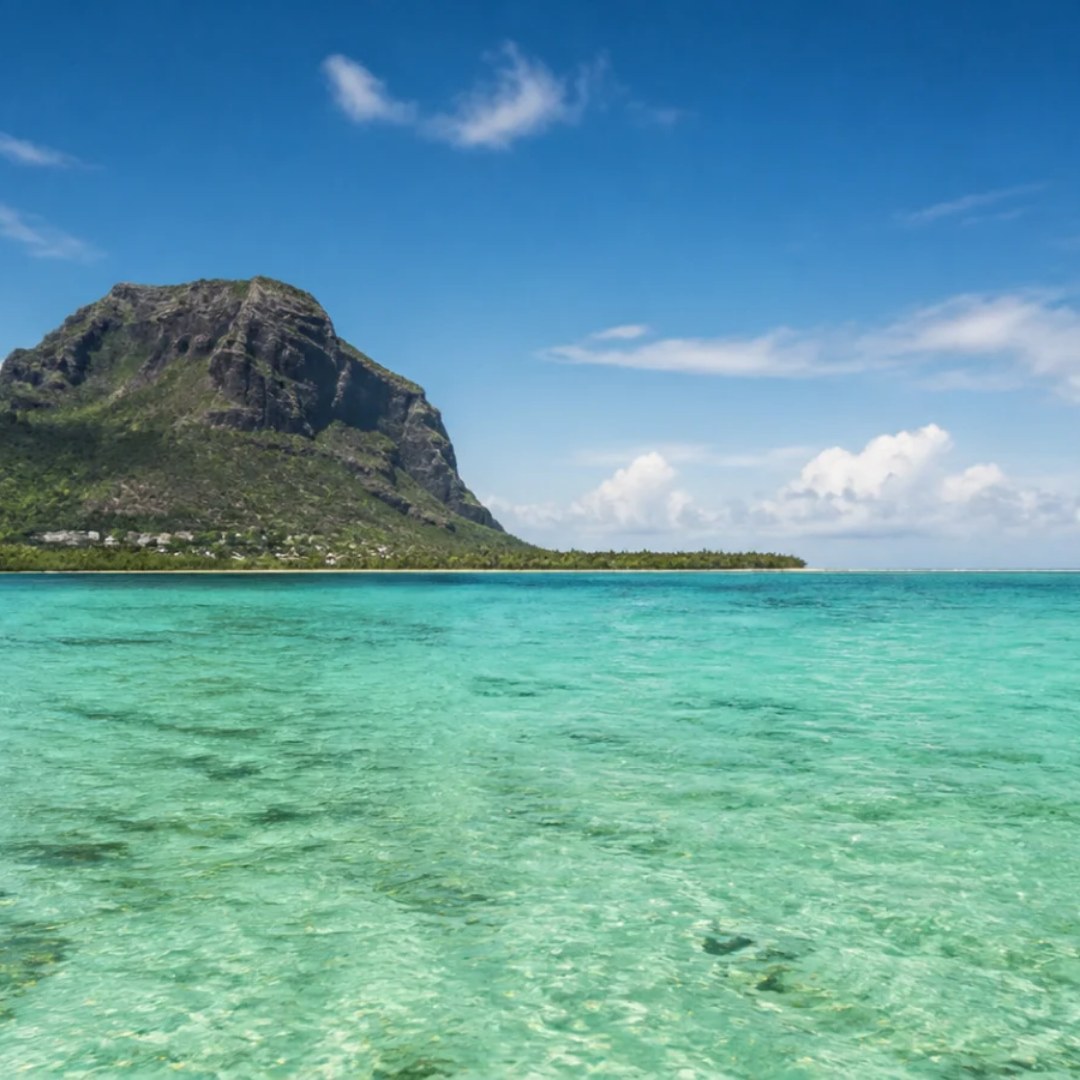 Turquoise lagoon and authorised boat activity in Mauritius