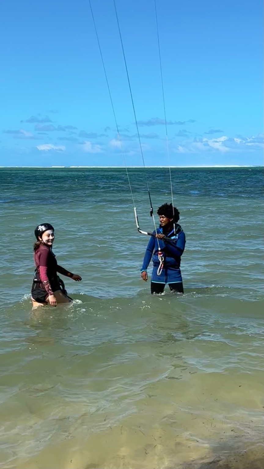 Kite school session on Le Morne beach